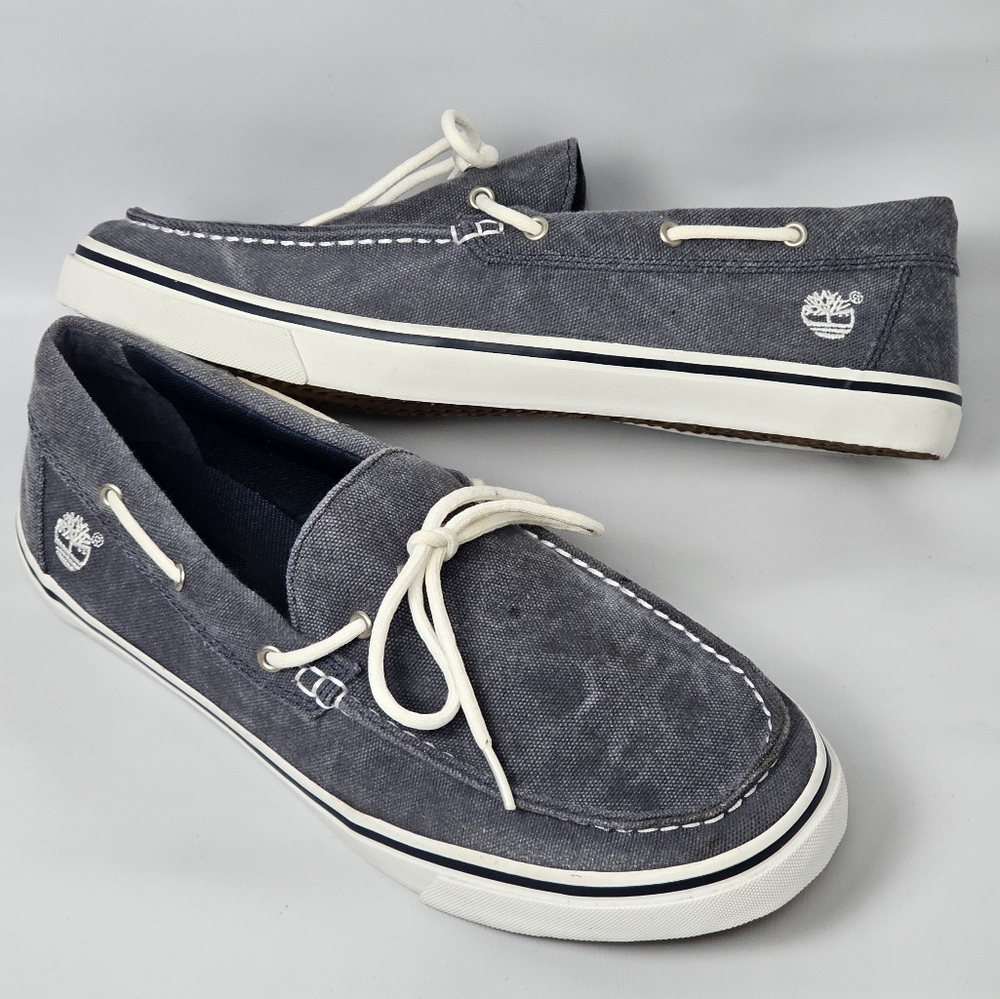 TIMBERLAND EARTHKEEPERS NEWMARKET Canvas Boat Shoe, Slate Grey, EUC, sz 11.5